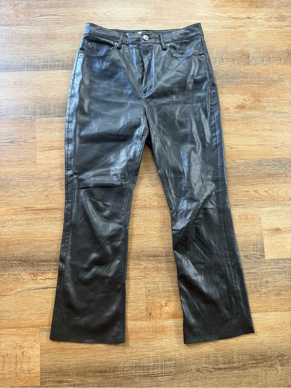 Zara Black Faux Leather Flared Pants